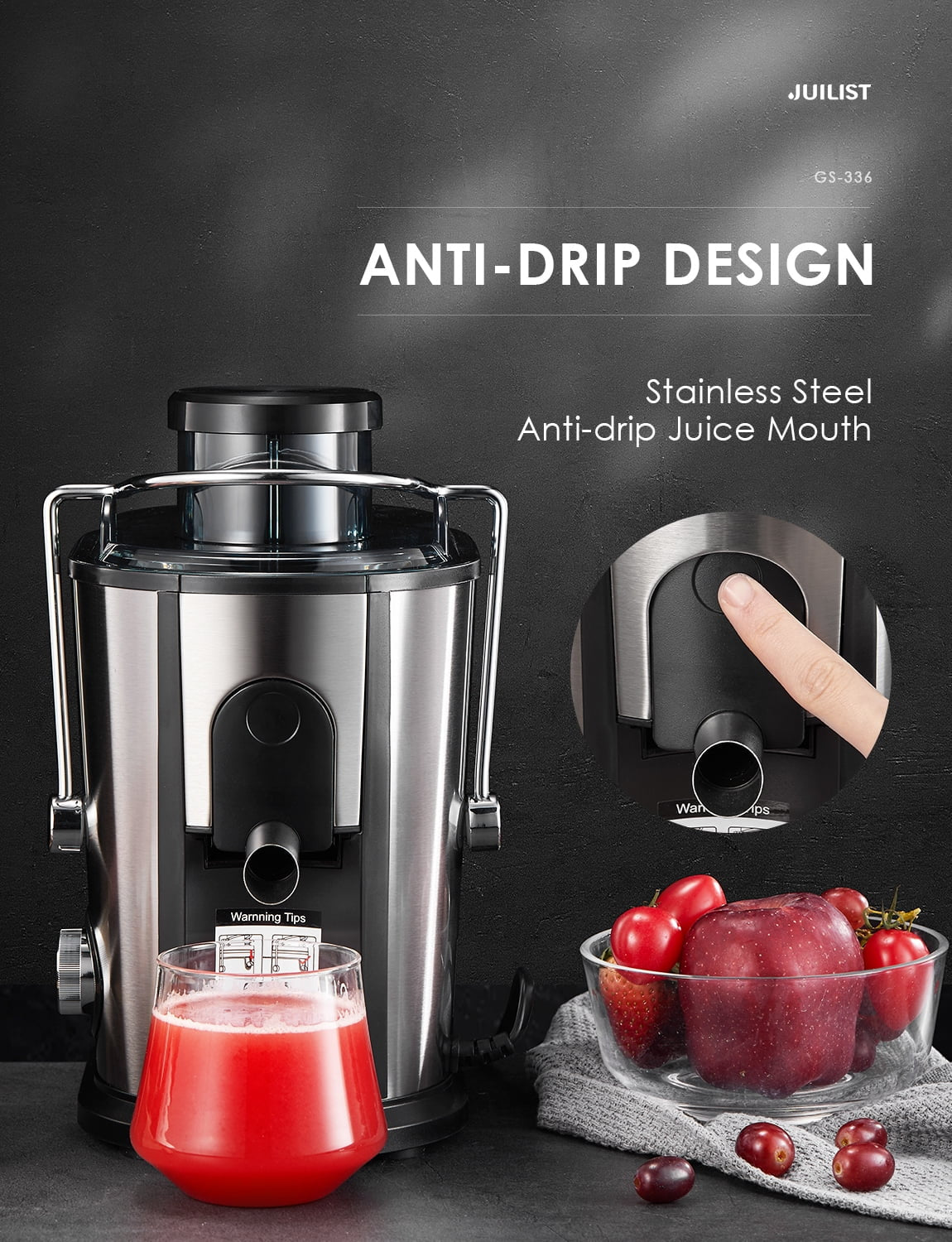 Juicer Machines Easy to Clean, Juicers Whole Fruit and Vegetable, 3 " Feed Chute, Anti-Slip Feet, Anti-Drip Function, 400W